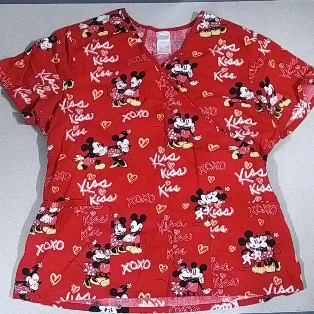 Disney Mickey Short Sleeve Scrub Top Size Large